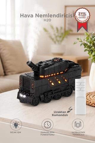 Delux Serisi Nostaljik Işıklı Hediye H20 Tank Aroma Difüzör Siyah
