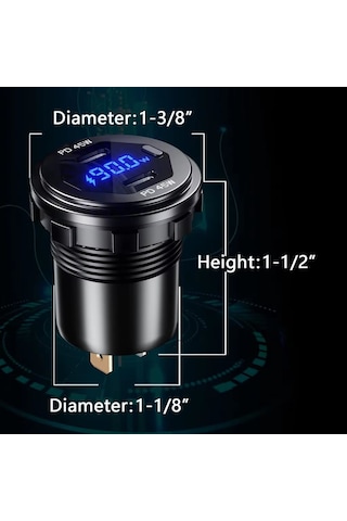 Mellifera Dc 12v 24v Panel Montaj 3 Usb Bağlantı Noktaları 2 Usb-bir 3.1a + Tip-c Pd3.0 Araç Şarj Soketi