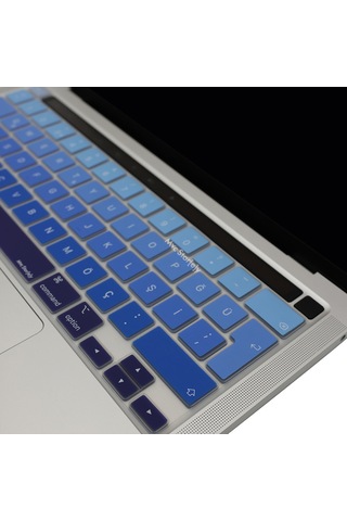Apple Uyumlu MacBook Pro 13inç M1-m2 Klavye Koruyucu Ombre Türkçe Q Touchbarlı A2338 A2289 A2251 A2141 İle Lacivert Mavi
