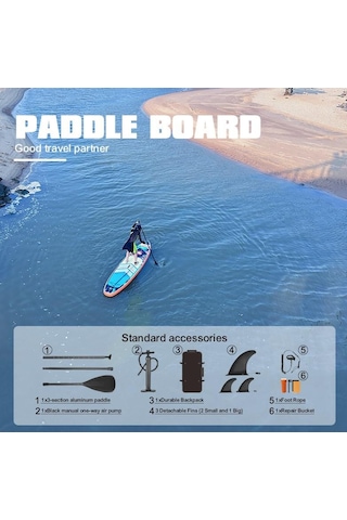 Ultty Sup Paddle Board Seti Şişme Paddle Board + Kürek + Pompa Sup Board/stand Up Paddle Turkuaz