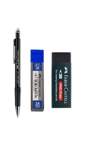 Faber-castell Grip 1347 Mekanik 0.7 Uçlu Kalem Seti Siyah