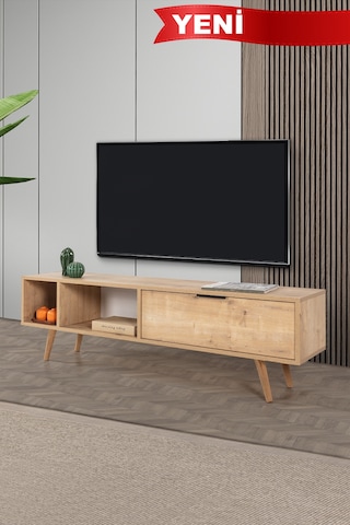 3642 Venüs 160 Cm Ahşap Ayaklı , Metal Kulplu Tv Ünitesi , Safir , Tv Sehpası , Salon Safir