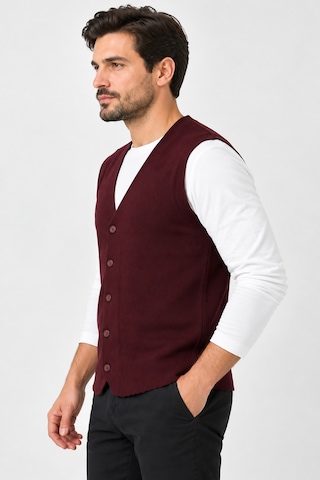Bihan Store Erkek V Yaka Düğmeli Tek Plaka Spor Yelek 7025-bordo