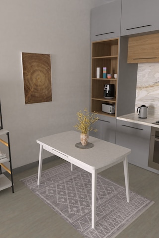 Vilinze Avanos Ahşap Açılır Kapanır Mdf Mutfak Masası - 70x120+30 Cm Beyaz