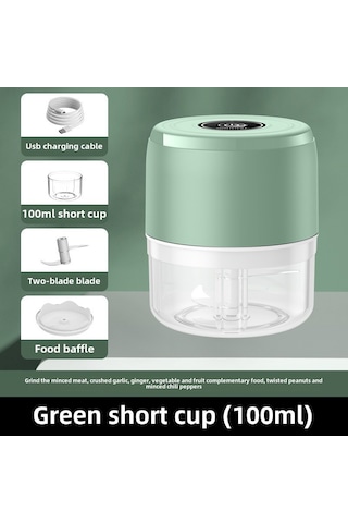 Fosenze Evde Mutfak Kullanıma Uygun 100ml Yeşil Mini Kablosuz Elektrikli Sarımsak Ezici - Fıstık, Tohum Ve Malzeme Eşikleme Fonksiyonu Diğer