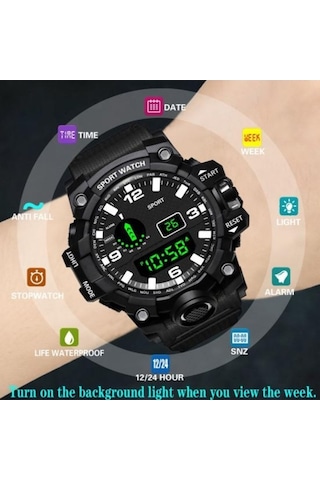 Maoyaya Çok Fonksiyonlu Açık Spor Saat Şık Tasarım Dayanıklı Kayış Koşu İzle Erkek Kadın Öğrenci Aksesuarları