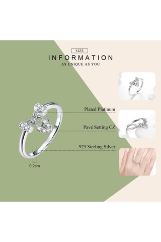 Bamoer Hakiki 925 Ayar Gümüş Aşk Kalp Kilit Aydınlık Cz Alyans