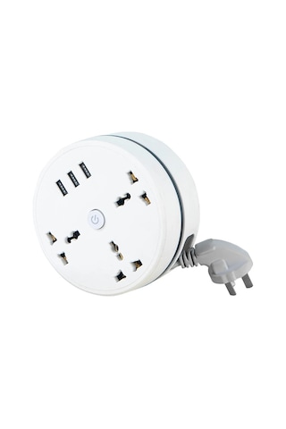 Lemestar Avrupa Standartı Disk Şarj Cihazı - 3 Prizi + 3 Usb 1.8m 2500w Hızlı Şarj, Cep Telefonu Bilgisayar Tv İçin Dayanıklı Alüminyum