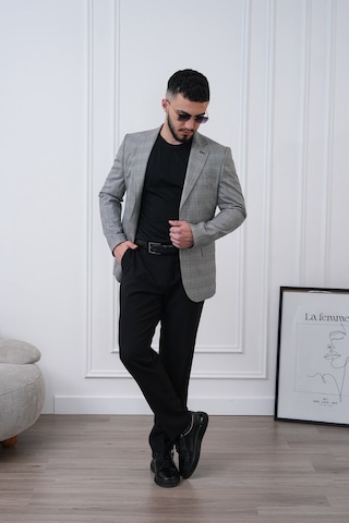 Dupont Classics Dupont Slim Fit Mono Yaka 6 Drop Çift Yırtmaç Keten Erkek Blazer Ceket - Nefes Alabilir Hafif Ceket Gri