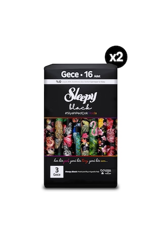 Sleepy Black Premium Plus Hijyenik Ped Gece 32 Adet
