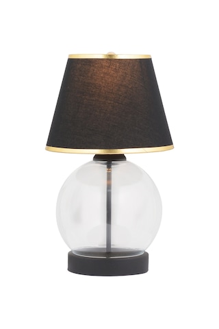 Lampon Siyah Şapkalı Siyah Masa Lambası Modern Tasarım Salon-Yatak Odası Abajur Siyah