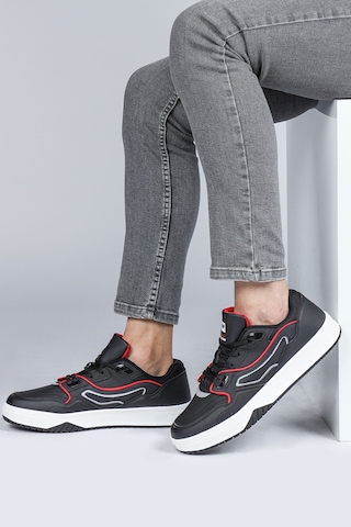 Jump 28520 Siyah - Beyaz Erkek Sneaker Günlük Spor Ayakkabı Siyah - Kırmızı