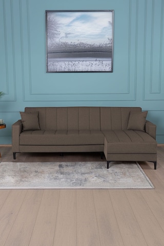 Kilim Mobilya Vela Köşe Uzanmalı Yataklı Köşe Takımı Kahverengi