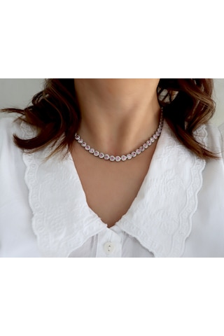 Silveranka 925 Ayar Gümüş Pembe Kalp Su Yolu Kolye