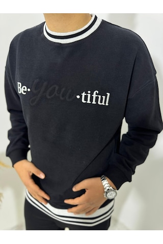 Highlander Be-you-tiful Nakışlı Selanık Kumaş Sweatshirt Lacivert