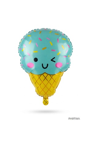 Dondurma Figürlü Mavi Folyo Balon Erkek Çocuk Doğum Günü Parti Süsleme Ice Cream Konsept Dekorasyon Çok Renkli
