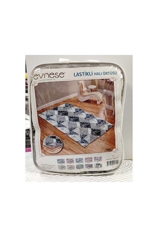 Evneşe 4m2 Lastikli Halı Örtüsü Desenli S90 Siyah
