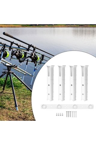 Pazly 4 Adet Balıkçılık Kutbu Standı Montaj Vidalı Beyaz Aksesuar