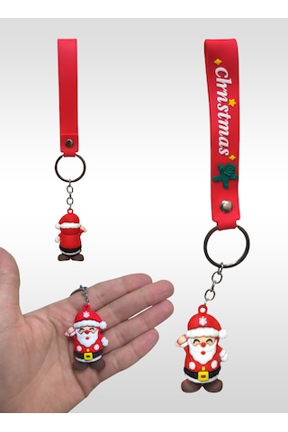 Yılbaşı Temalı Anahtarlık Yeni Yıla Özel Sevimli Ve Anlamlı Hediye Gri - Kırmızı