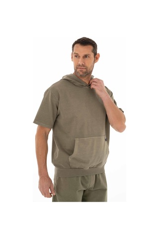 AR-MA Arma Erkek Oversize Kısa Kollu Kanguru Cepli Kapşonlu Sweatshirt 001