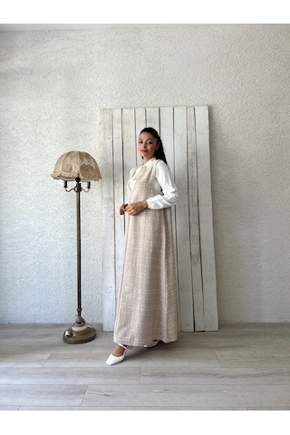 Bej Rengi Tüvit A-kesim Jile Elbise