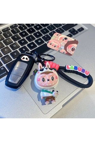 Novahub Yeni Karikatür Hasır Şapka, Labubu Kumaş, Küçük Koyun Anahtarlık, Sevimli Kadın İçin Dekorasyon Anahtar Zinciri