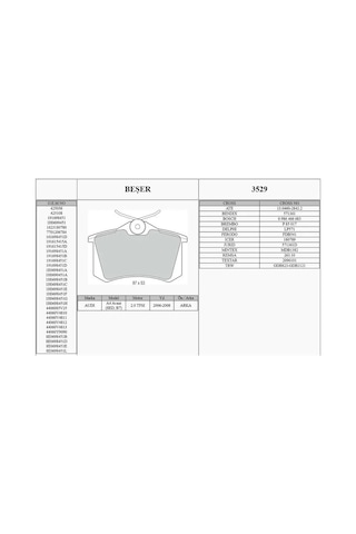 Fren Balatası Arka Vw Passat-golf 4 Bora Megane 15mm 87-96 20961 Fren Balatası Arka Vw Passat-golf 4 Bora Megane 15mm 87-96 20961