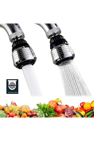 Krom 2 Fonksiyonlu Mutfak Lavabo Başlığı 360 Döner Su Tasarruflu