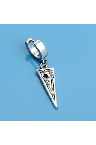 Sallantılı Üçgen Tek Erkek Küpe Çelik Takı Aksesuar W P24 T5 Çelik