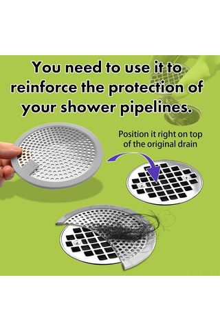 Geeroyoo Banyo Tıkanıklığı Önleyici Saç Toplayıcı, Paslanmaz Çelik, Kaymaz Silikon Kenar, 2 Adet, 11.5 Cm Gri