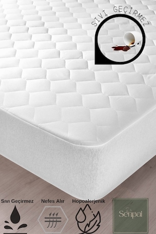 Kapitoneli-microfiber Fitted %100 Sıvı Su Geçirmez Tek-çift Kişilik Yatak Koruyucu Çarşaf Alez Çocuk Beyaz