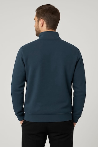 We&me Regular Fit Yarım Fermuarlı Dik Yaka Basic Sweatshirt Mavi
