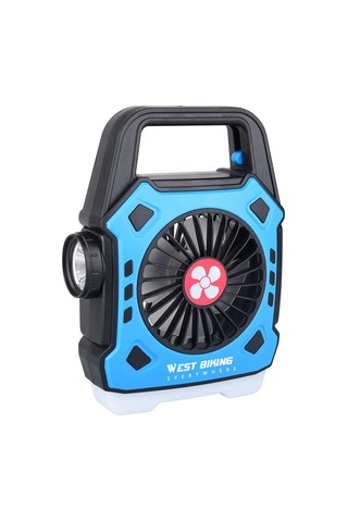 Çok İşlevli Kamp Fanı Açık Hava Taşınabilir Hafif Hızlı Şarj El Lambası Elektrikli Fan Mavi