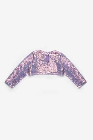 Le Mabelle Lila Uzun Kollu Pullu Kız Çocuk Crop Bluz Lila