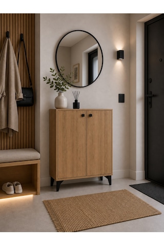 Bucak Model 2 Kapaklı Çok Amaçlı Dolap Ayakkabılık Kitaplık Banyo Dolabı Mutfak Dolabı Atlantik Çam