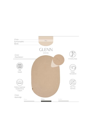 Cool Halı Glenn 608 Bej Banyo Halısı Antre Hol Halısı Hasır Dokulu Oval Banyo Dekoratif Paspas Mutfak Halısı Genel
