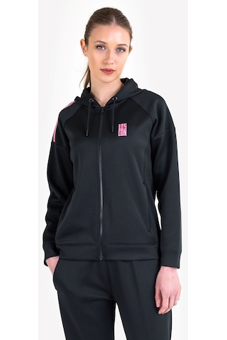 Lescon Siyah Kadın Fermuarlı Kapüşonlu Sweatshirt 23n-2128