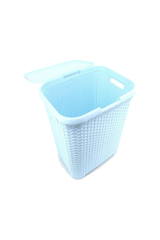 Hasır Desenli Plastik Çamaşır Sepeti Açık Mavi Diğer