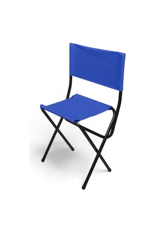 İronika Çantalı Katlanabilir Balıkçı Seti Sırtlı Piknik Balkon Kamp Taburesi Sehpa Seti - Mavi Gri