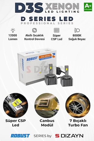S-dizayn D3s Led Xenon / 60w / 12000 Lm / 8000k A+ Kalite