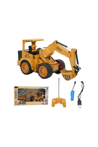 Şarjlı Kumandalı Fonksiyonel Oyuncak Eksvatör Kepçe İş Makinası Sarı