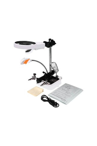 Mg16129dc Ledli Büyüteçli Pcb Bord Onarım Tamir Havya Standı