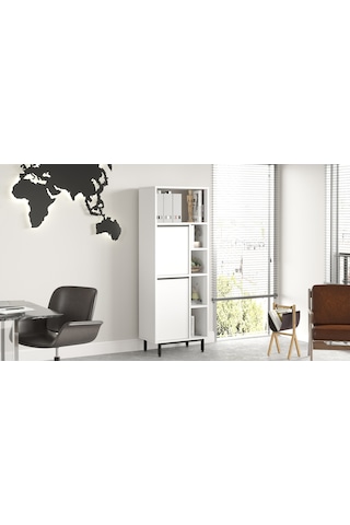 Robin Home Lidya Ofis Klasör Dolabı Kitaplık 2 Kapaklı Metal Ayak