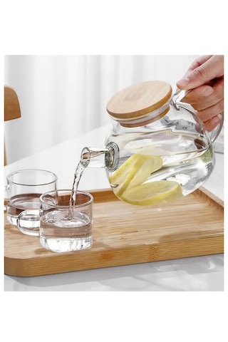 Bambu Kapaklı Borosilikat Cam Demlik 1000ml Royaleks-cm-2000 Asorti