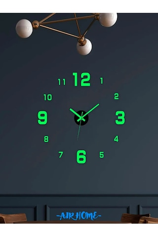 Aır Home Ev İçin Karanlıkta Parlayan Dekoratif Duvara Asılan Saat 440750533 Yeşil