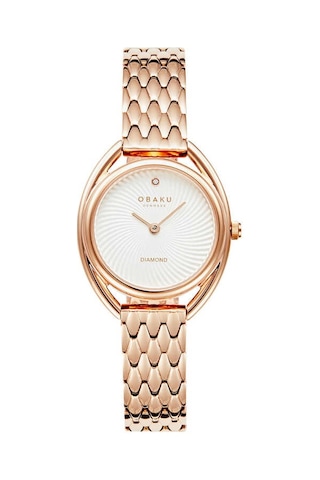 Obaku Denmark V286lxvısv Quartz Çelik Rose Kristal Mineral Beyaz Kadran 29 Mm Kadın Kol Saati