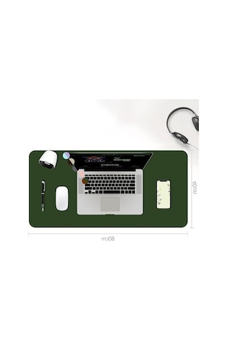 Çift Renkli 80x40 Cm Dikişli Pu Deri Masa Matı, Kaymaz Tabanlı Mousepad
