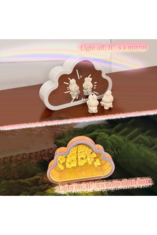 Yunboo Yapboz Bulut Gülü Aydınlatması - Sonsuz Ayna Akşam Lambası - Çocuk Odası Dekorasyonu - Sevimli Hediyelik Işıklı Ürün Sarı
