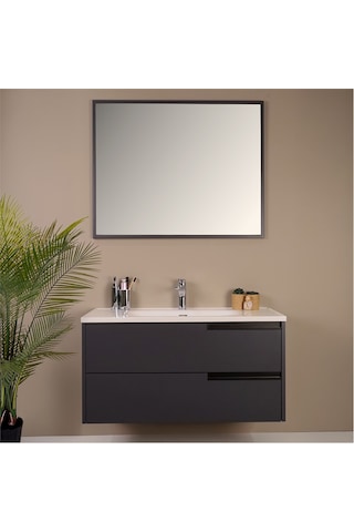 Kobos Eylül 100 Cm Banyo Dolabı Seti Argento Antrasit