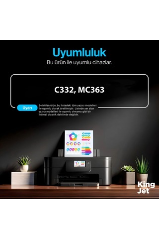 Kingjet Okı Uyumlu 46508736 Standart Kapasiteli 4 Renk Takım Uyumlu Toner C332 & Mc363 Uyumlu